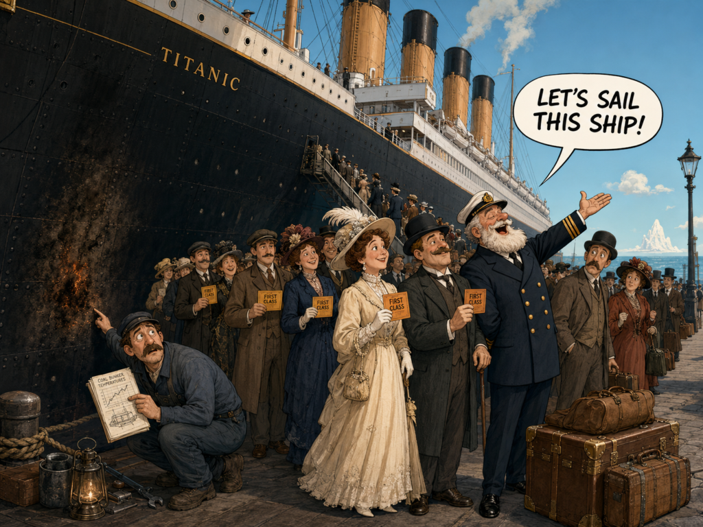 Leadership Complacency in progress - Hidden Path Leadership example of Titanic ready to sail.